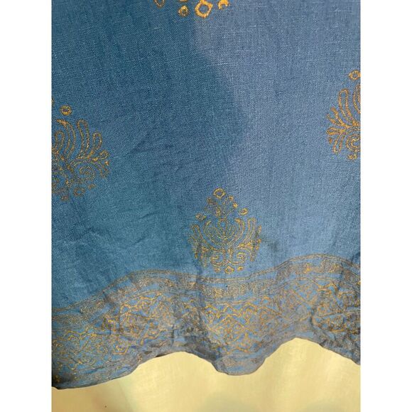 Soft Surroundings Linen Tunic Dress 2X Blue Gold Beaded Sleeveless Boho GUC - Picture 5 of 7